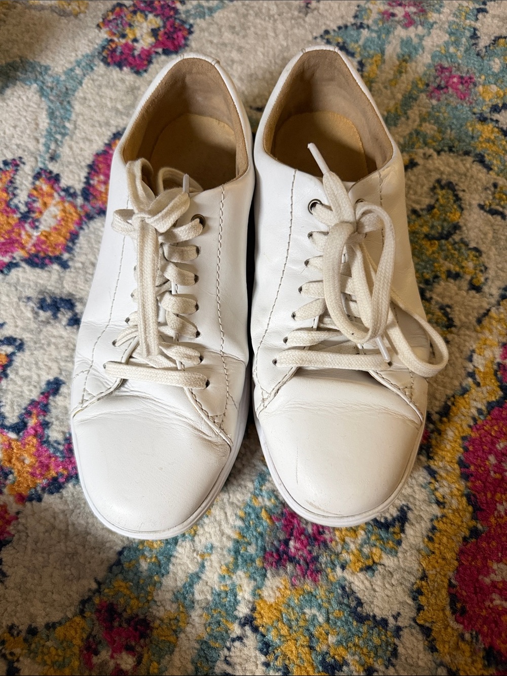 Cole Haan White Leather Lace-Up Sneakers